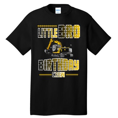 Little Bro Brother Of The Birthday Crew Party Excavator Tall T-Shirt