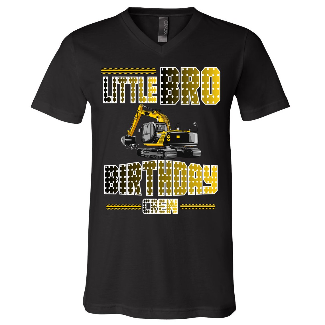 Little Bro Brother Of The Birthday Crew Party Excavator V-Neck T-Shirt