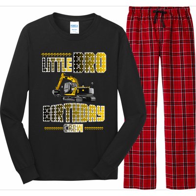 Little Bro Brother Of The Birthday Crew Party Excavator Long Sleeve Pajama Set