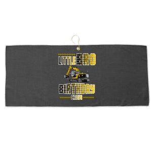 Little Bro Brother Of The Birthday Crew Party Excavator Large Microfiber Waffle Golf Towel