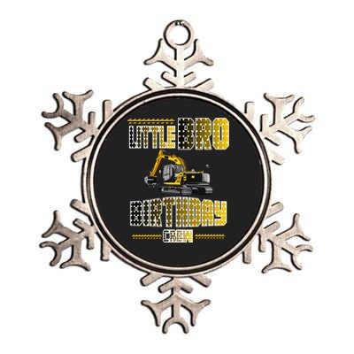 Little Bro Brother Of The Birthday Crew Party Excavator Metallic Star Ornament