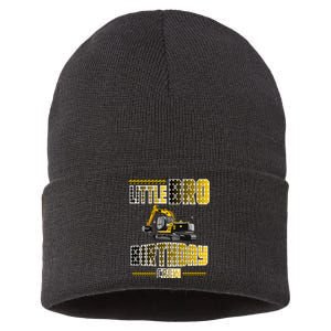 Little Bro Brother Of The Birthday Crew Party Excavator Sustainable Knit Beanie