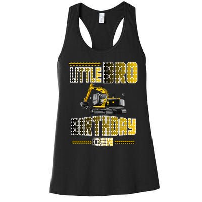 Little Bro Brother Of The Birthday Crew Party Excavator Women's Racerback Tank