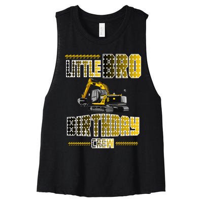 Little Bro Brother Of The Birthday Crew Party Excavator Women's Racerback Cropped Tank