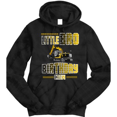 Little Bro Brother Of The Birthday Crew Party Excavator Tie Dye Hoodie