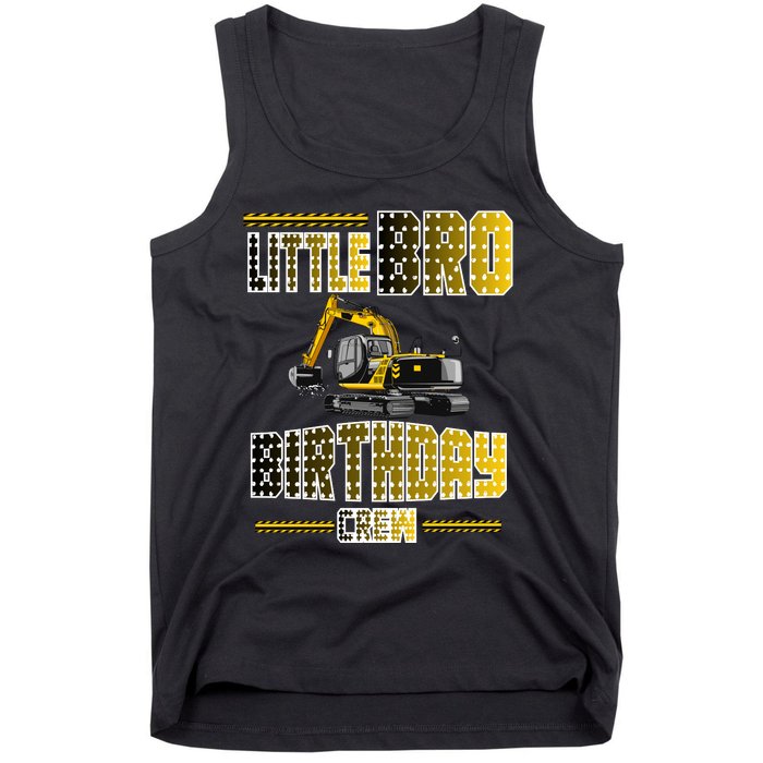 Little Bro Brother Of The Birthday Crew Party Excavator Tank Top