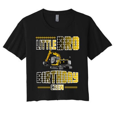 Little Bro Brother Of The Birthday Crew Party Excavator Women's Crop Top Tee