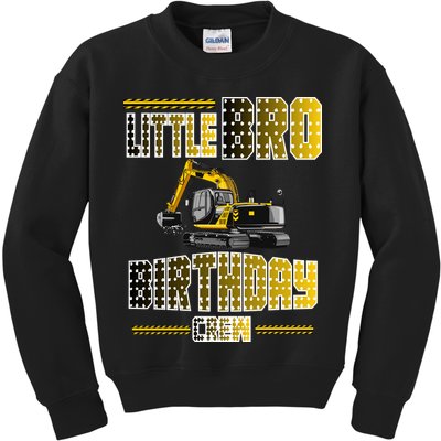 Little Bro Brother Of The Birthday Crew Party Excavator Kids Sweatshirt