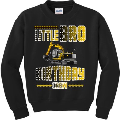 Little Bro Brother Of The Birthday Crew Party Excavator Kids Sweatshirt