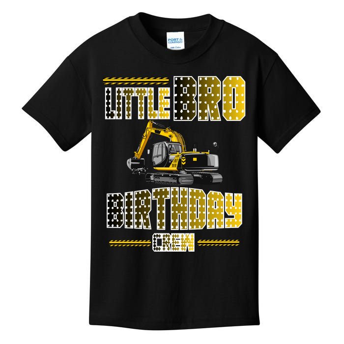 Little Bro Brother Of The Birthday Crew Party Excavator Kids T-Shirt