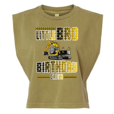 Little Bro Brother Of The Birthday Crew Party Excavator Garment-Dyed Women's Muscle Tee