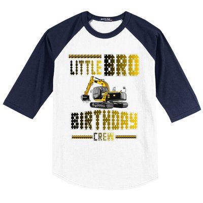 Little Bro Brother Of The Birthday Crew Party Excavator Baseball Sleeve Shirt