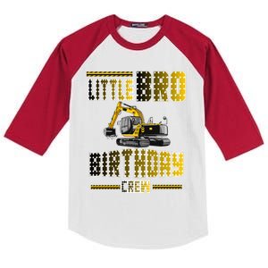 Little Bro Brother Of The Birthday Crew Party Excavator Kids Colorblock Raglan Jersey