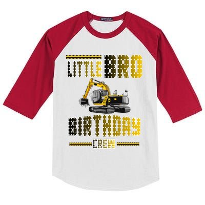 Little Bro Brother Of The Birthday Crew Party Excavator Kids Colorblock Raglan Jersey