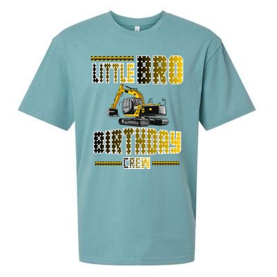 Little Bro Brother Of The Birthday Crew Party Excavator Sueded Cloud Jersey T-Shirt