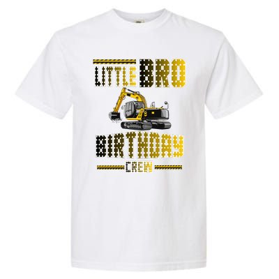 Little Bro Brother Of The Birthday Crew Party Excavator Garment-Dyed Heavyweight T-Shirt