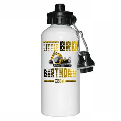 Little Bro Brother Of The Birthday Crew Party Excavator Aluminum Water Bottle