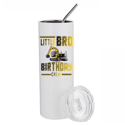 Little Bro Brother Of The Birthday Crew Party Excavator Stainless Steel Tumbler