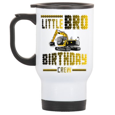 Little Bro Brother Of The Birthday Crew Party Excavator Stainless Steel Travel Mug