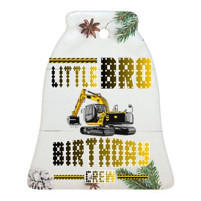 Little Bro Brother Of The Birthday Crew Party Excavator Ceramic Bell Ornament