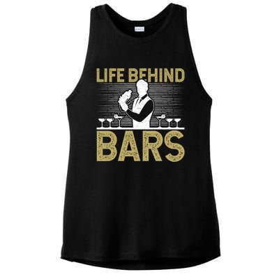 Life Behind Bars Funny Bartender Gift Ladies PosiCharge Tri-Blend Wicking Tank