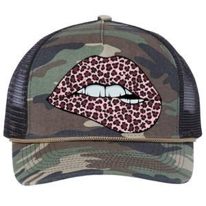 Lip Biting Breast Cancer Awareness Cute Leopard Print Gift Retro Rope Trucker Hat Cap