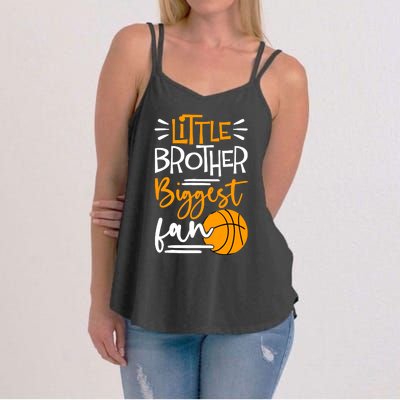 Little Brother Biggest Fan Basketball, Basketball Boy Women's Strappy Tank