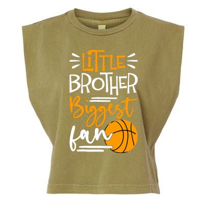 Little Brother Biggest Fan Basketball, Basketball Boy Garment-Dyed Women's Muscle Tee