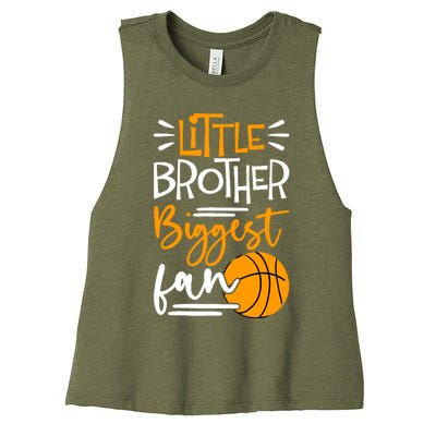 Little Brother Biggest Fan Basketball, Basketball Boy Women's Racerback Cropped Tank