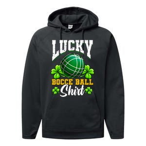 Lucky Bocce Ball Gift Italian Game Bocce Cool Gift Performance Fleece Hoodie