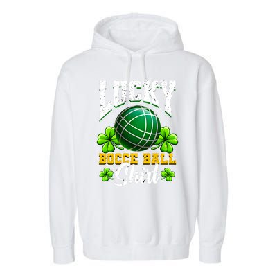 Lucky Bocce Ball Gift Italian Game Bocce Cool Gift Garment-Dyed Fleece Hoodie