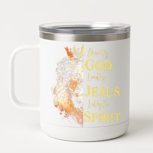 Lion Blessed By God Loved By Jesus Led Buy The Spirit  12 oz Stainless Steel Tumbler Cup