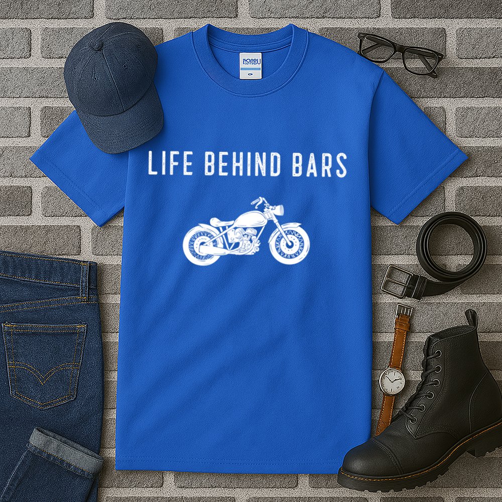 Life Behind Bars Funny Biker Motorcycle Gift Tall T-Shirt