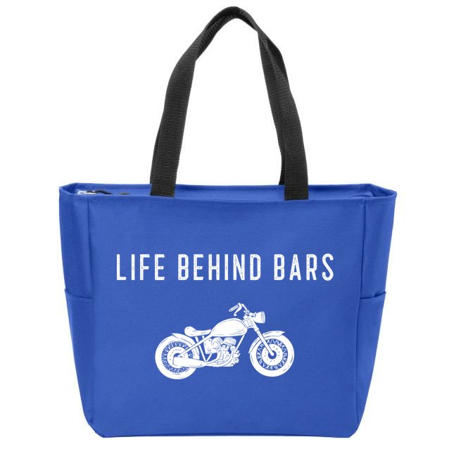Life Behind Bars Funny Biker Motorcycle Gift Zip Tote Bag