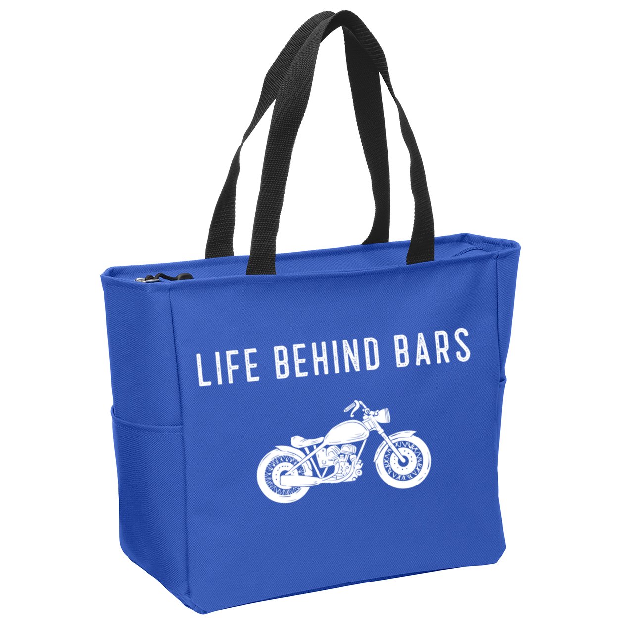 Life Behind Bars Funny Biker Motorcycle Gift Zip Tote Bag