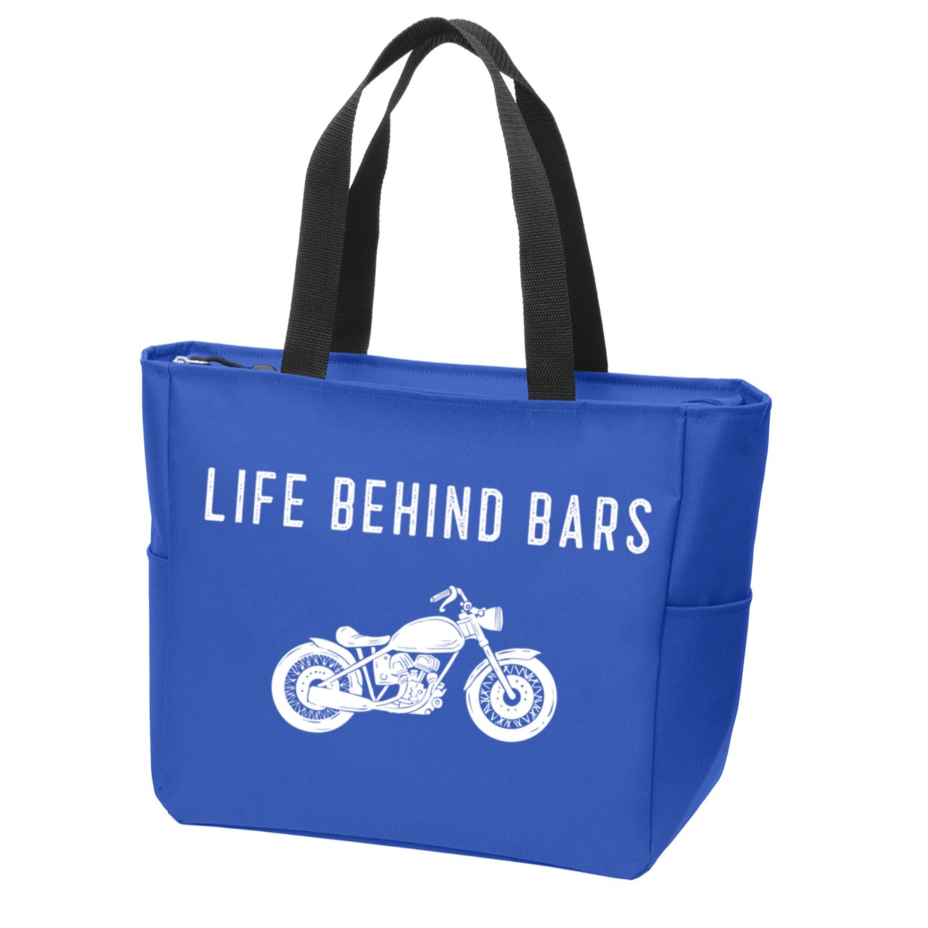 Life Behind Bars Funny Biker Motorcycle Gift Zip Tote Bag