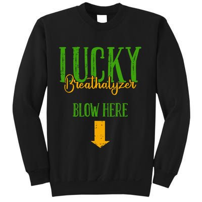Lucky Breathalyzer Blow Here St Patricks Day Funny Sarcastic Sweatshirt