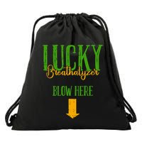 Lucky Breathalyzer Blow Here St Patricks Day Funny Sarcastic Drawstring Bag