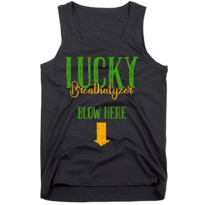 Lucky Breathalyzer Blow Here St Patricks Day Funny Sarcastic Tank Top