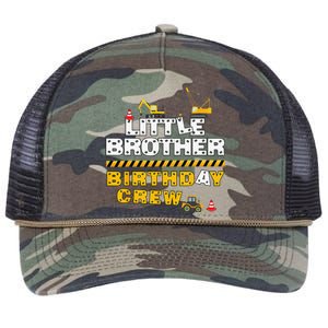 Little Brother Birthday Crew Construction Family Birthday Retro Rope Trucker Hat Cap