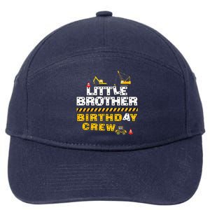 Little Brother Birthday Crew Construction Family Birthday 7-Panel Snapback Hat