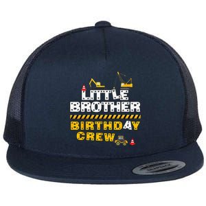 Little Brother Birthday Crew Construction Family Birthday Flat Bill Trucker Hat