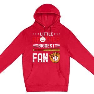 Little Brother Biggest Fan Baseball Family Bro Premium Pullover Hoodie