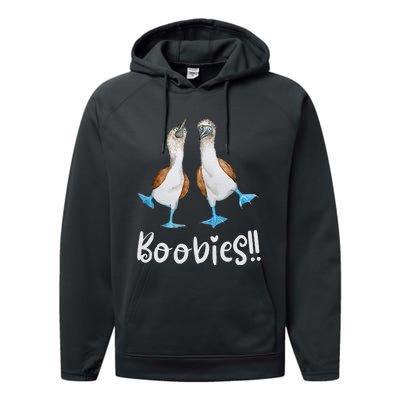 Love Bluefooted Boobies Bird Nerd For Birdwatching Performance Fleece Hoodie