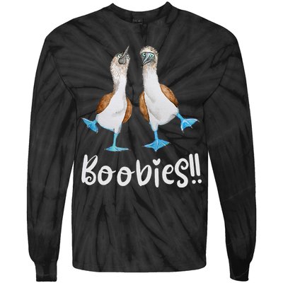 Love Bluefooted Boobies Bird Nerd For Birdwatching Tie-Dye Long Sleeve Shirt