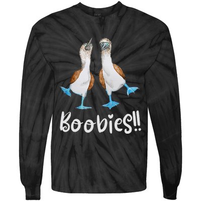 Love Bluefooted Boobies Bird Nerd For Birdwatching Tie-Dye Long Sleeve Shirt