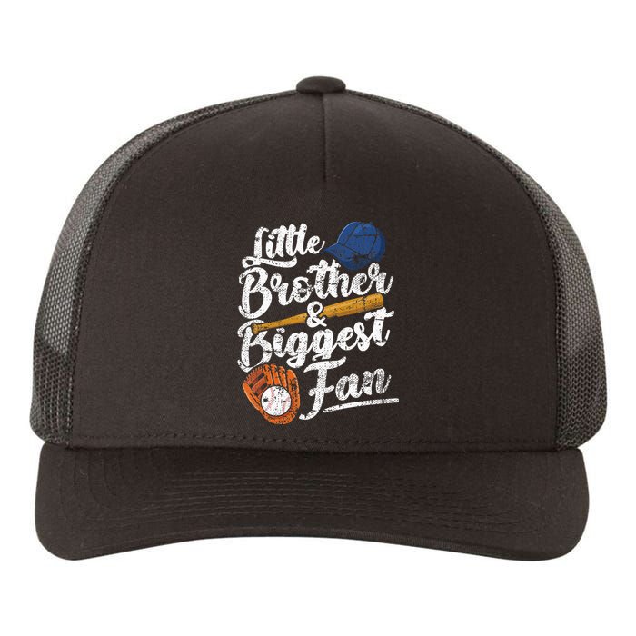 Little Brother Biggest Fan Baseball Funny Yupoong Adult 5-Panel Trucker Hat