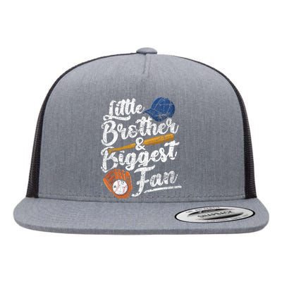 Little Brother Biggest Fan Baseball Funny Flat Bill Trucker Hat