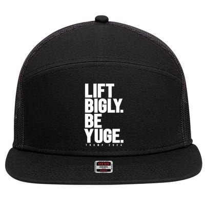 Lift Bigly Be Yuge Huge Trump For President 2024 Workout Gym 7 Panel Mesh Trucker Snapback Hat