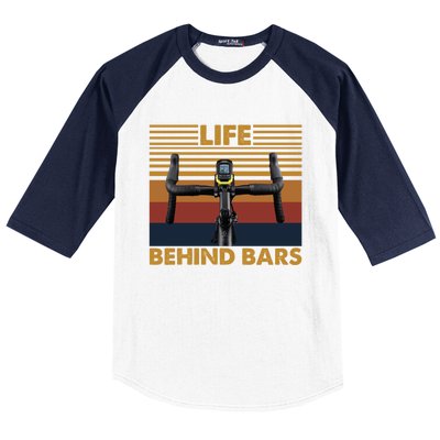 Life Behind Bars Funny Cycling Vintage Retro Gift Baseball Sleeve Shirt